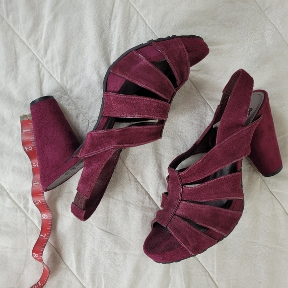 Gianni Bini burgundy suede strappy platform sandals cone heels boho festival 9.5 - Picture 5 of 9